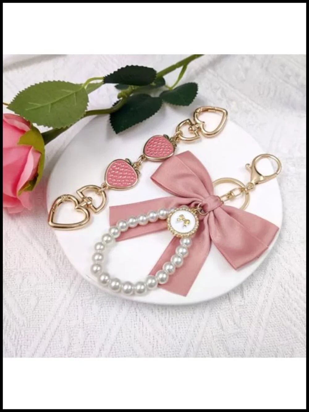 2 Purse Extender Chains & 2 Bow Keychains - Alloy Extenders for Handbag Straps